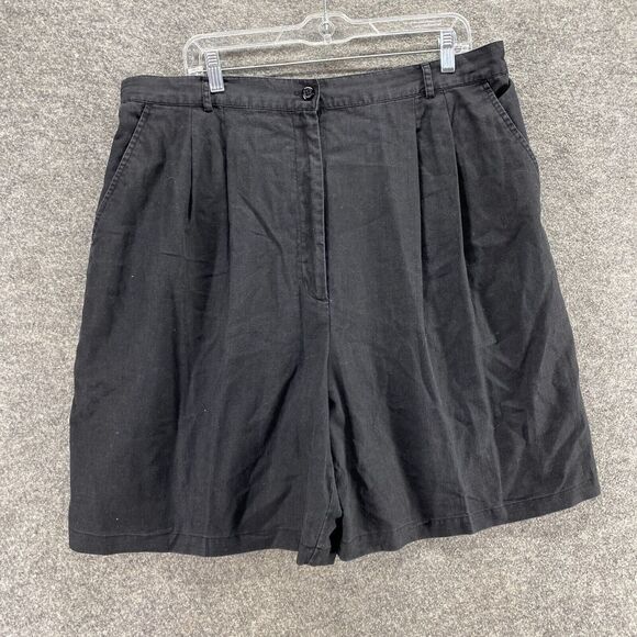 Adolfo Studio Shorts Women 22W Plus Black High Rise Bermuda Linen Flat Front - Picture 4 of 9